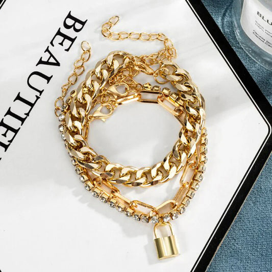 Shimmering Gold Layered Bracelets – Set of 3
