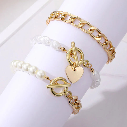 Set of 3 Golden Love Trio Bracelets