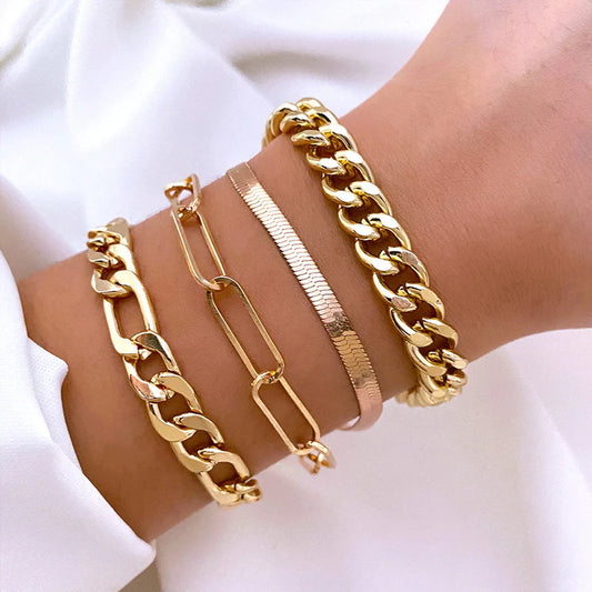 Set Of 4 Gleam Toned Bracelets Set