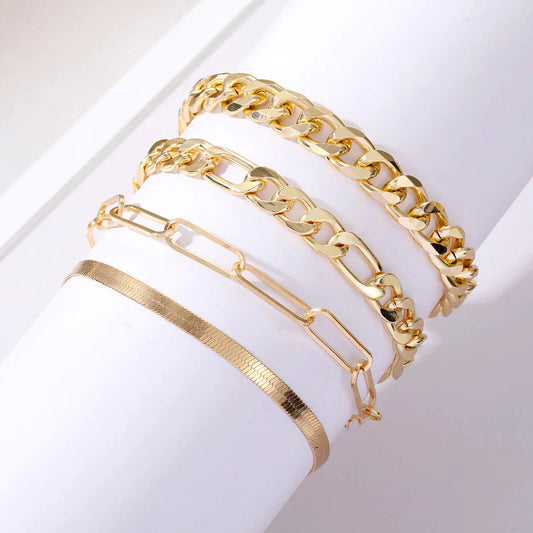 Set Of 4 Gleam Toned Bracelets Set