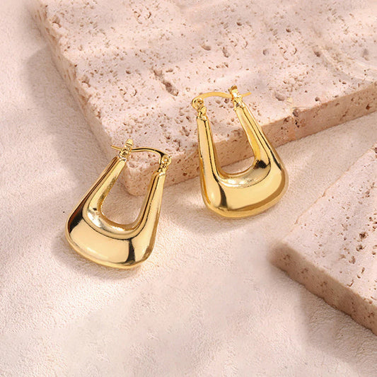 Chunky Geo Gold Hoops (Anti-Tarnish)