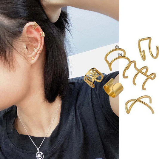 Pack of 6 Gold-Plated Ear Cuffs Combo