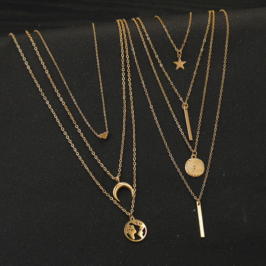 Pack of 7 Gold Layered Necklace Combo