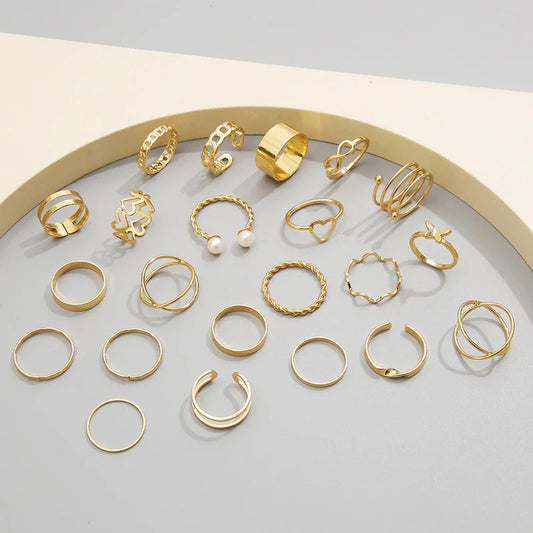 22-Piece Gold-Plated Stackable Rings