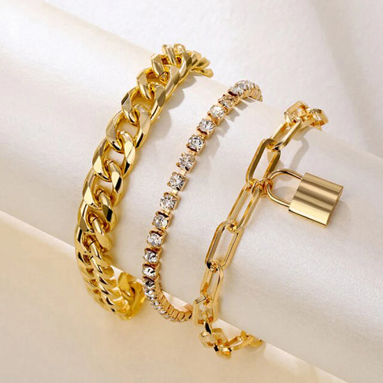 Shimmering Gold Layered Bracelets – Set of 3