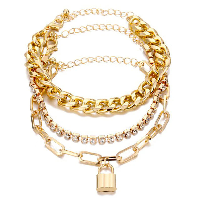 Shimmering Gold Layered Bracelets – Set of 3