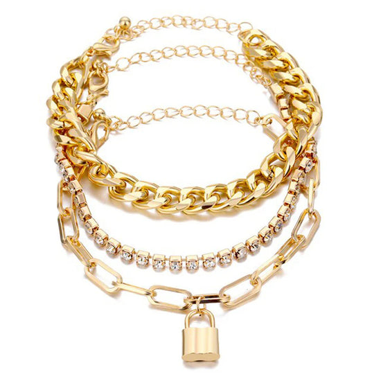 Shimmering Gold Layered Bracelets – Set of 3