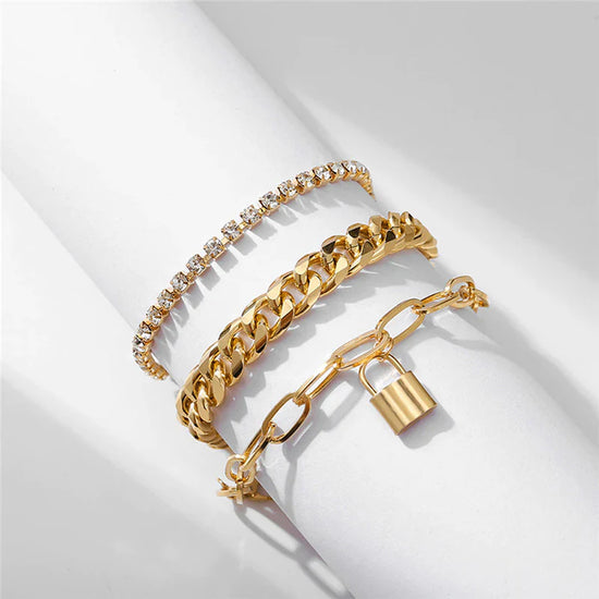 Shimmering Gold Layered Bracelets – Set of 3