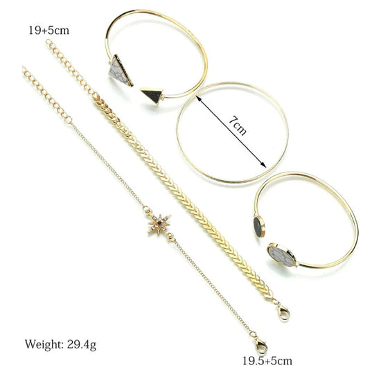 Stackable Geometric Gold Bracelets - Pack of 5
