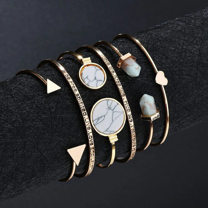 Quote Engraved Korean Bracelets - Pack of 6