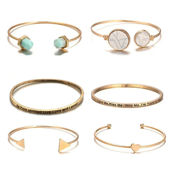 Quote Engraved Korean Bracelets - Pack of 6