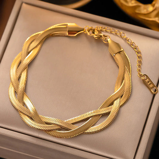 Thick Snake Gold Bracelet (Anti-Tarnish)