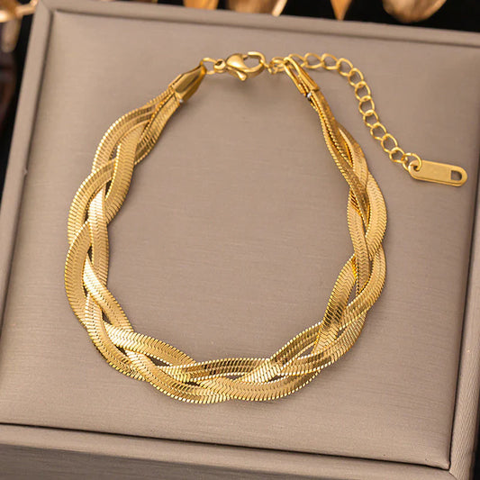 Thick Snake Gold Bracelet (Anti-Tarnish)