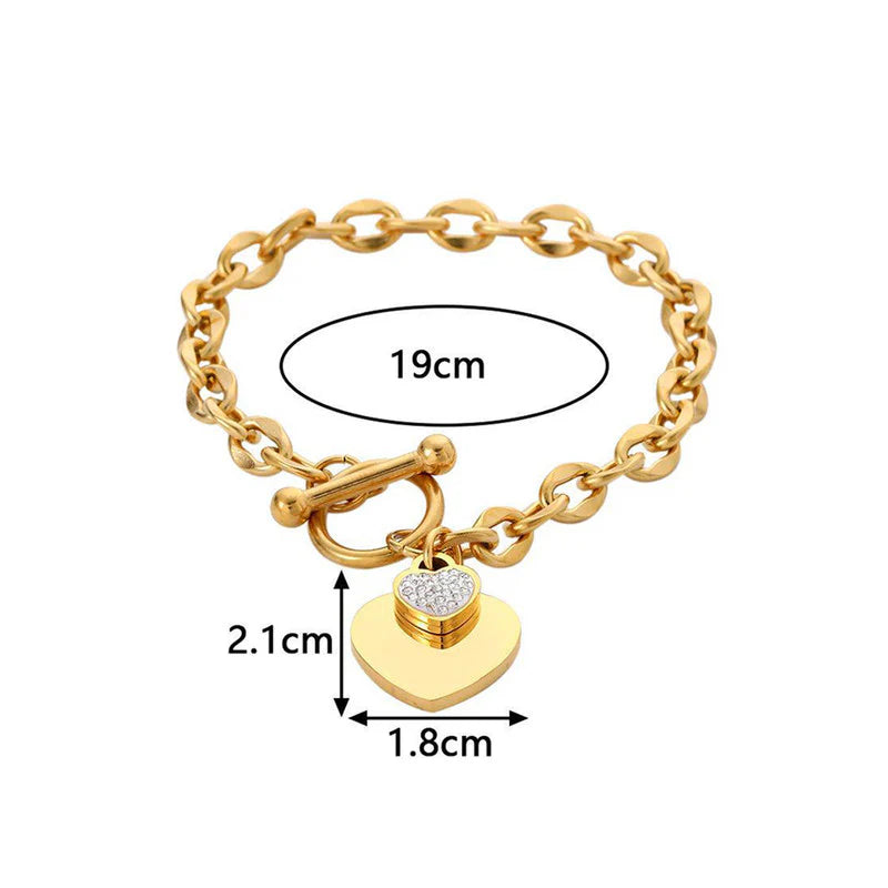 Gold-Plated Anti Tarnish Heart Themed Charm Bracelet