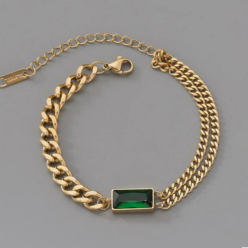 Gold Emerald Bracelet - Anti-Tarnish
