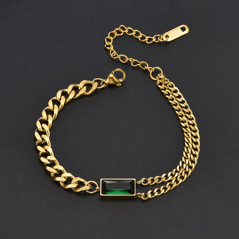 Gold Emerald Bracelet - Anti-Tarnish