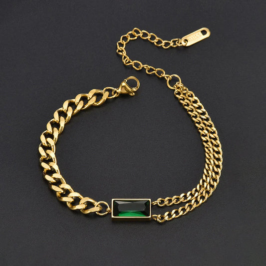 Gold Emerald Bracelet - Anti-Tarnish
