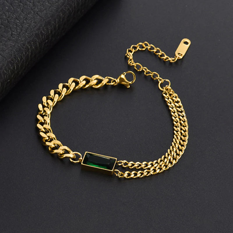Gold Emerald Bracelet - Anti-Tarnish