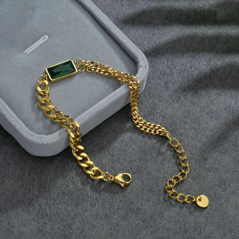 Gold Emerald Bracelet - Anti-Tarnish