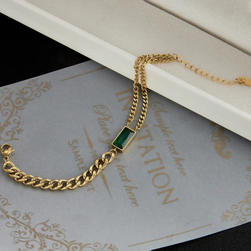 Gold Emerald Bracelet - Anti-Tarnish