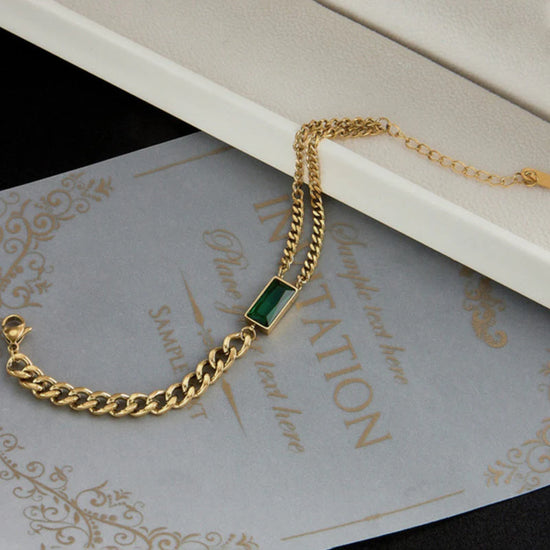 Gold Emerald Bracelet - Anti-Tarnish