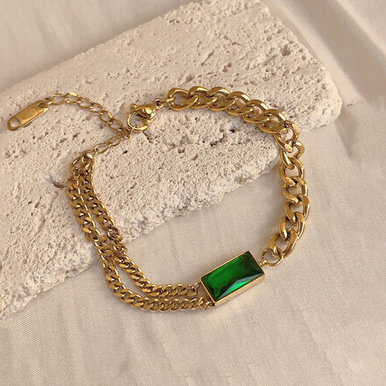 Gold Emerald Bracelet - Anti-Tarnish