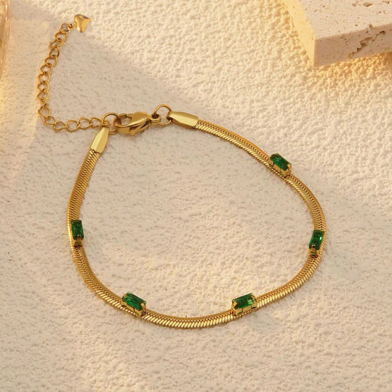Emerald Snake Chain Bracelet - Anti-Tarnish