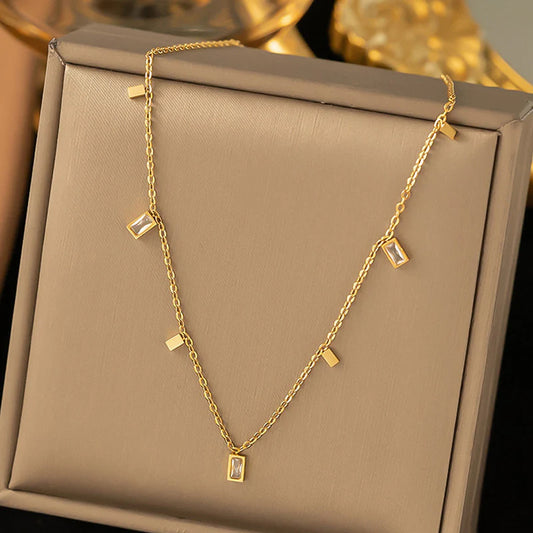 Geometric Gold Toned Necklace - Anti-Tarnish Stainless Steel