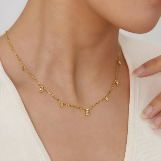 Geometric Gold Toned Necklace - Anti-Tarnish Stainless Steel