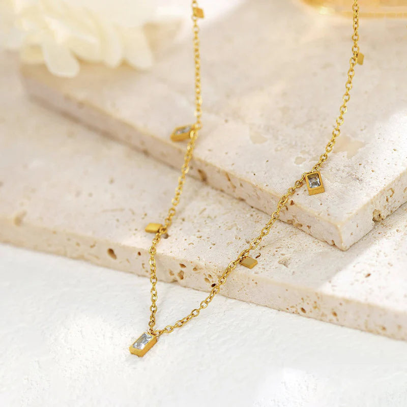 Geometric Gold Toned Necklace - Anti-Tarnish Stainless Steel