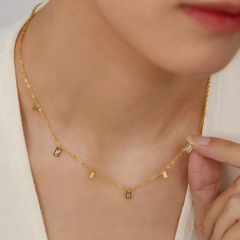 Geometric Gold Toned Necklace - Anti-Tarnish Stainless Steel