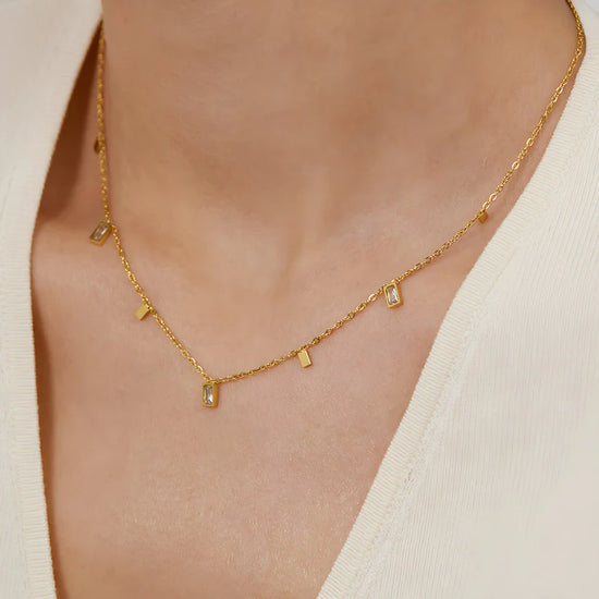 Geometric Gold Toned Necklace - Anti-Tarnish Stainless Steel