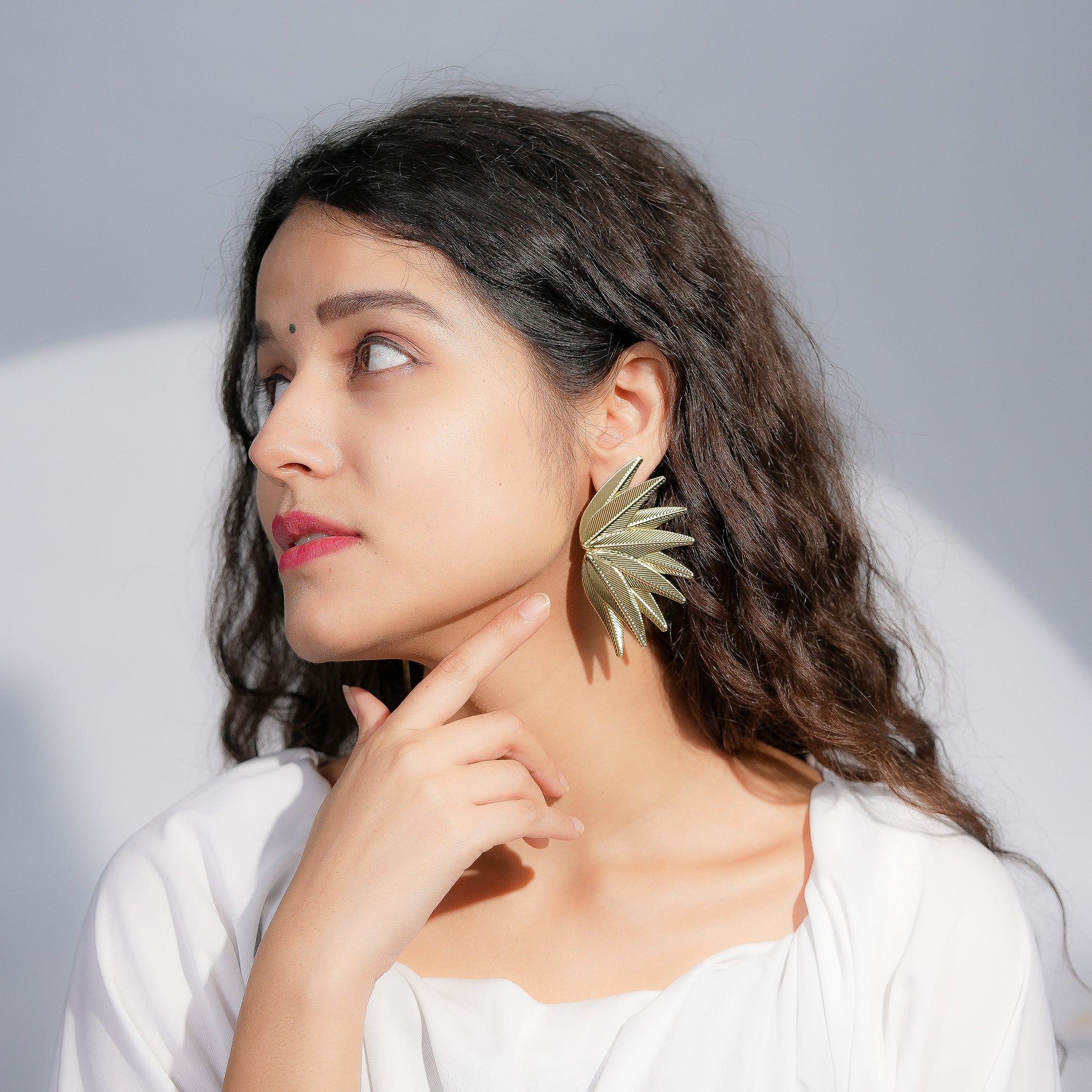 Textured Leaf Earrings