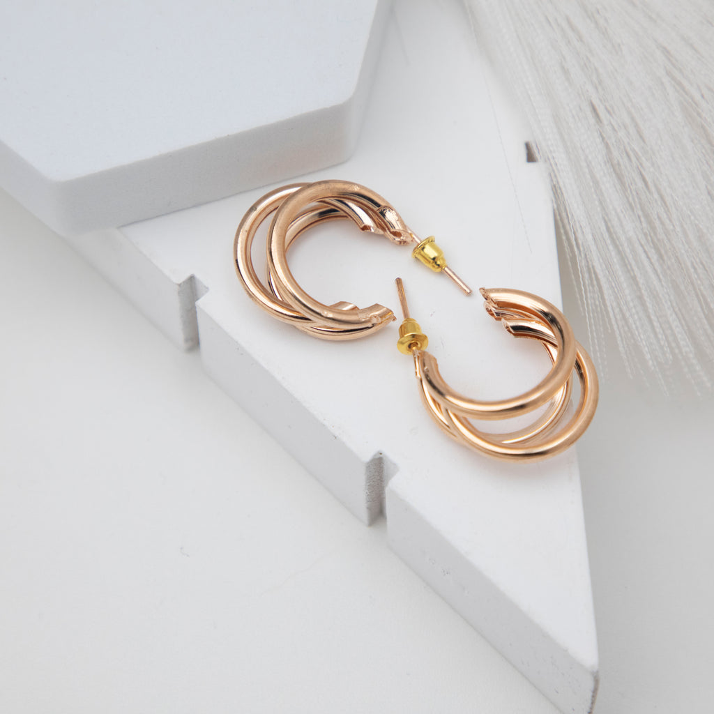 Rose Trio Twist Hoops