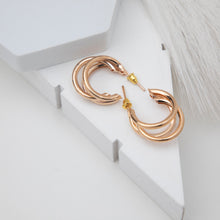 Load image into Gallery viewer, Rose Trio Twist Hoops