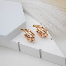 Load image into Gallery viewer, Rose Trio Twist Hoops