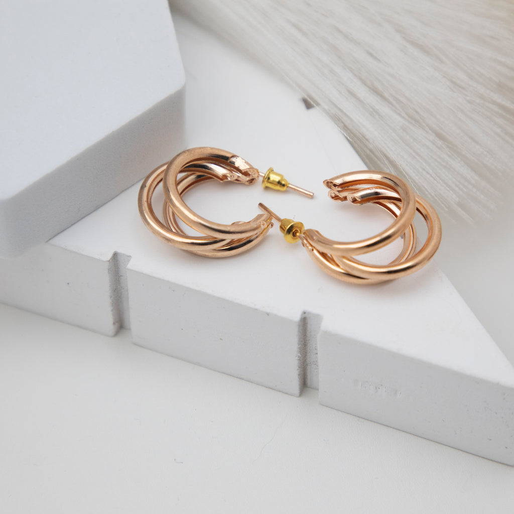 Rose Trio Twist Hoops