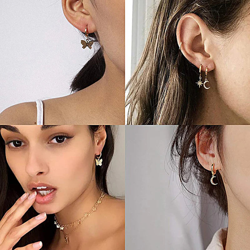 Pack of 8 Multi-Design Drop Earrings