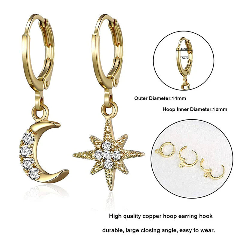 Pack of 8 Multi-Design Drop Earrings