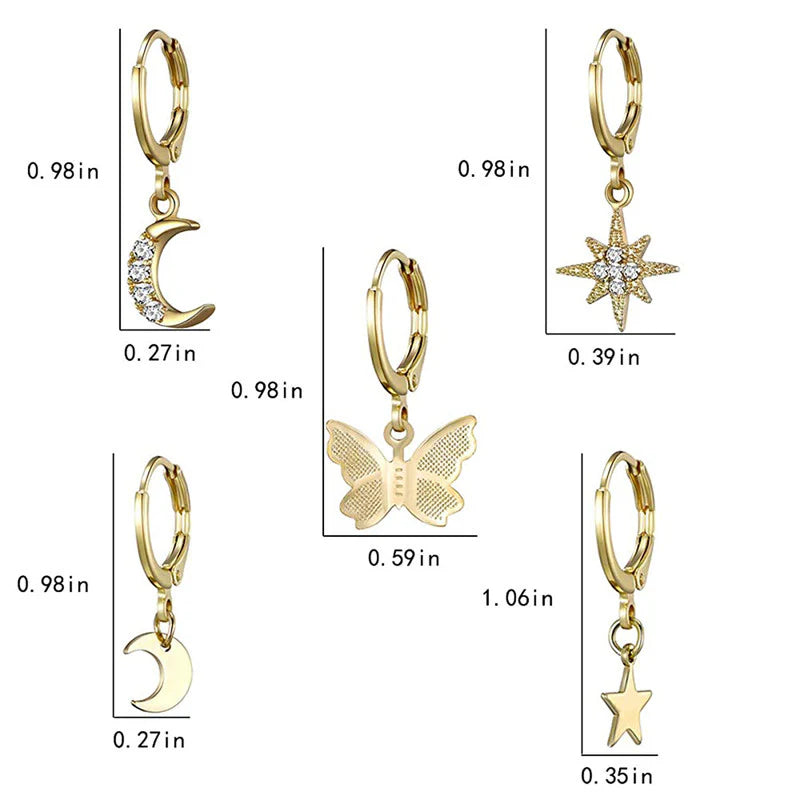 Pack of 8 Multi-Design Drop Earrings