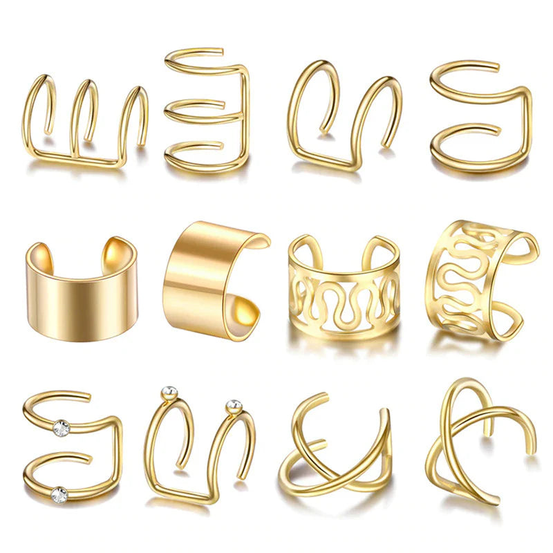Pack of 6 Gold-Plated Ear Cuffs Combo