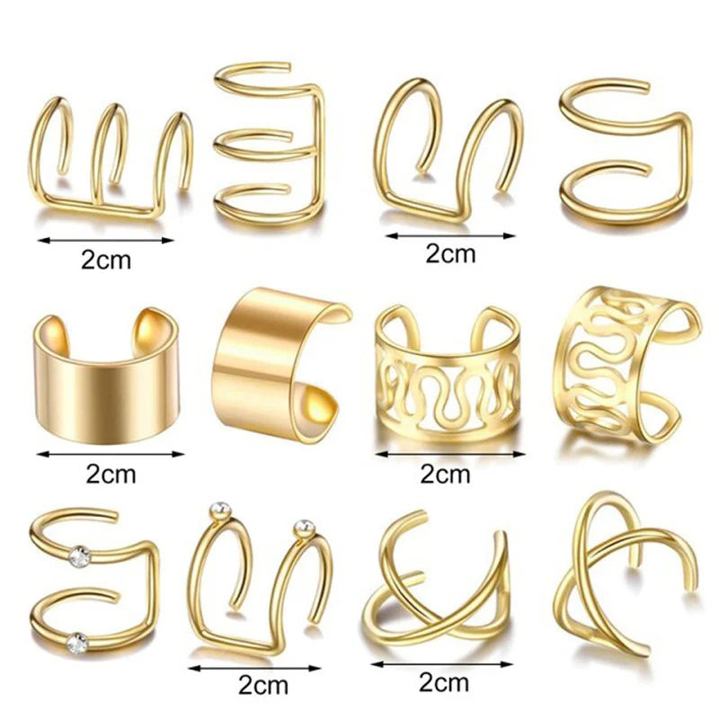 Pack of 6 Gold-Plated Ear Cuffs Combo
