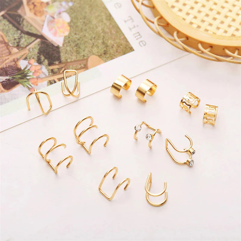 Pack of 6 Gold-Plated Ear Cuffs Combo