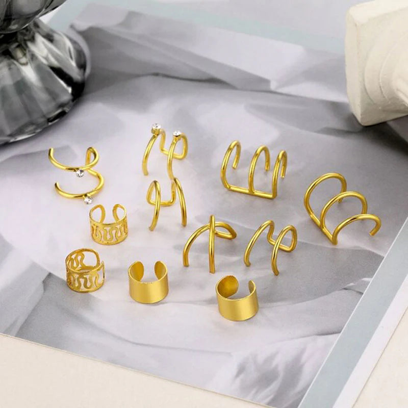 Pack of 6 Gold-Plated Ear Cuffs Combo