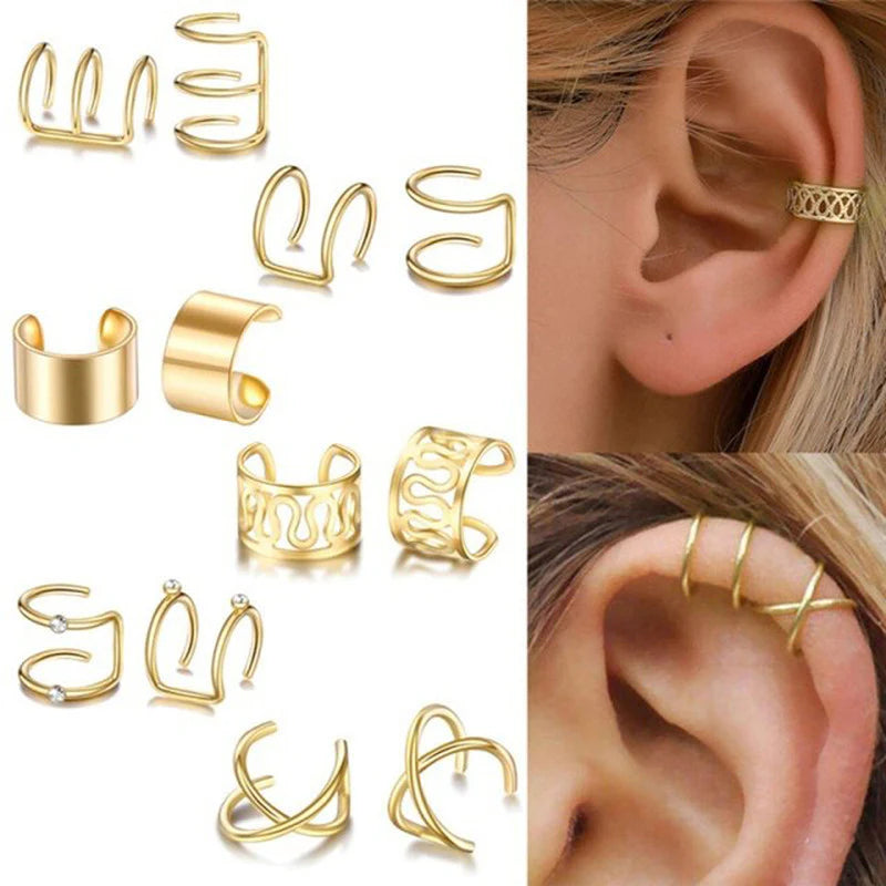 Pack of 6 Gold-Plated Ear Cuffs Combo