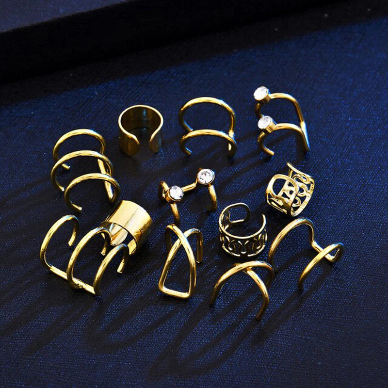 Pack of 6 Gold-Plated Ear Cuffs Combo