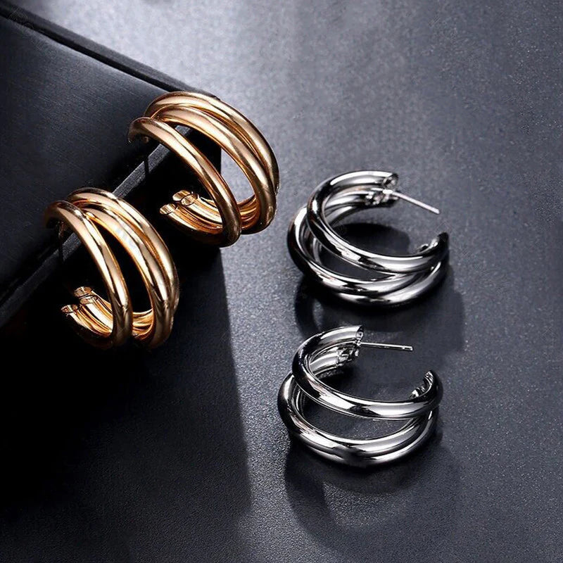 Pack of 2 Gold and Silver Hoop Earrings
