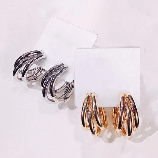 Pack of 2 Gold and Silver Hoop Earrings