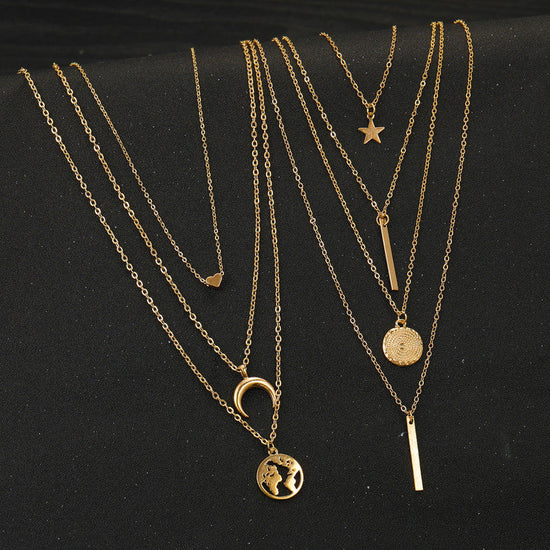 Pack of 7 Gold Layered Necklace Combo