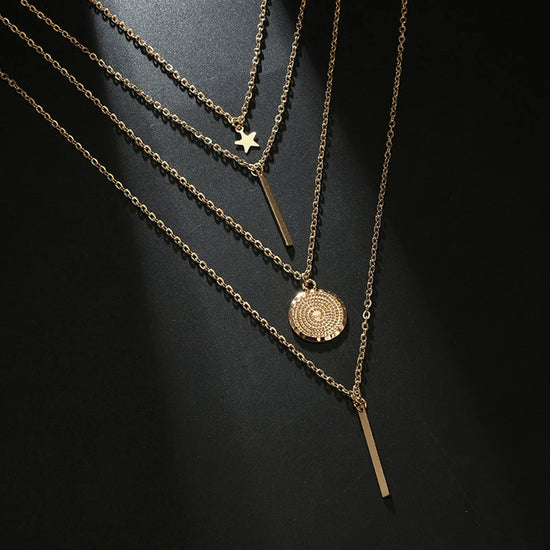 Pack of 7 Gold Layered Necklace Combo